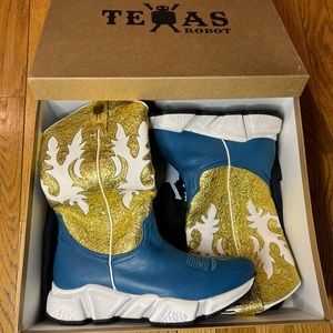 Texas robot boots golden teal size 38